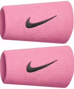 Muñequera Nike Premier Rosada Logo Negro X2